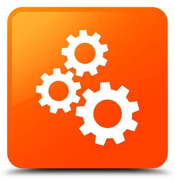 Vierkante knoop van het pictogram oranje van tandwielen — Stockfoto