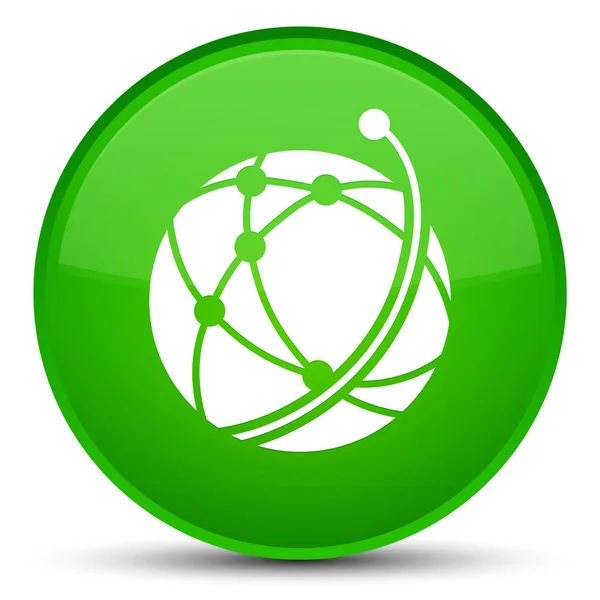 Globális hálózat ikon különleges zöld kerek gomb — Stock Fotó
