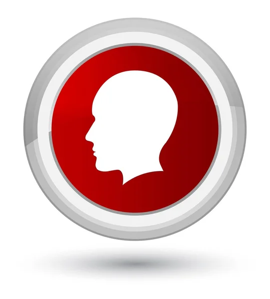 Cabeça homens rosto ícone principal botão redondo vermelho — Fotografia de Stock