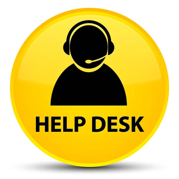 Biurko (ikona opieka klienta) specjalne żółte okrągły przycisk Pomoc — Zdjęcie stockowe