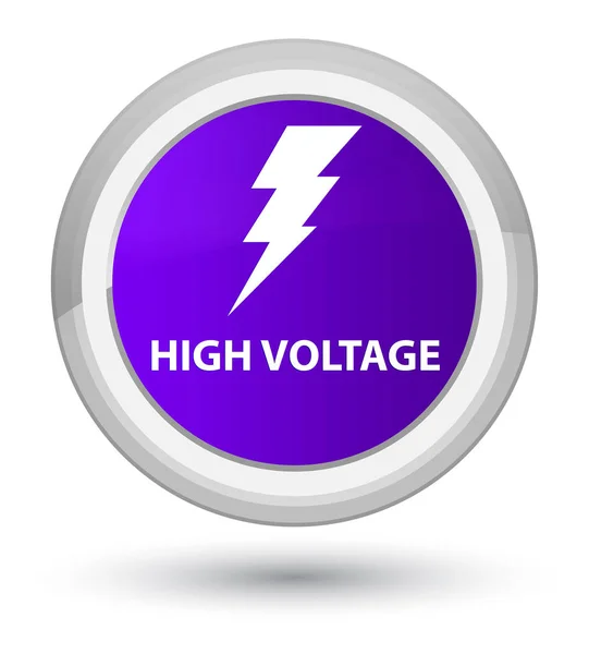 Hoogspanning (elektriciteit pictogram) eerste paarse ronde knop — Stockfoto