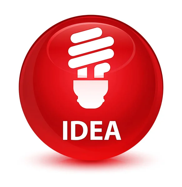 Idea (ikonu žárovky) sklovité červené kulaté tlačítko — Stock fotografie