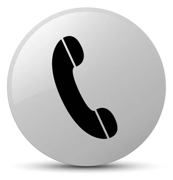 Telefon-Symbol weißer runder Knopf — Stockfoto