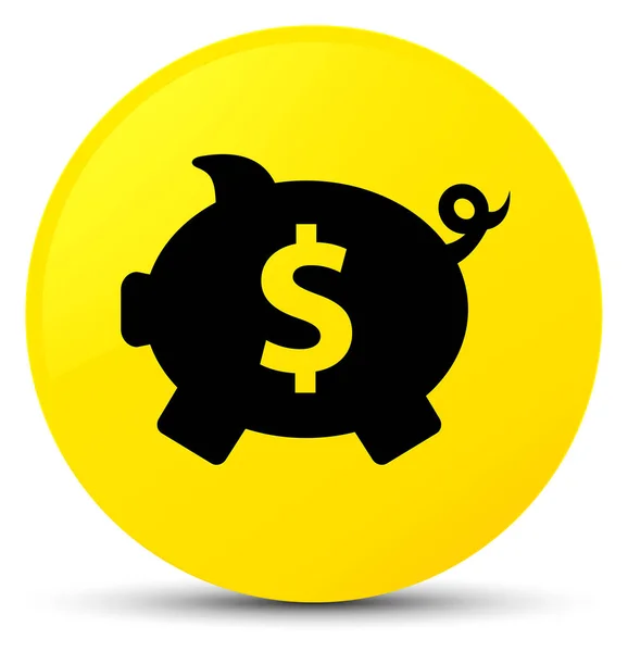 Piggy banco dólar sinal ícone amarelo botão redondo — Fotografia de Stock