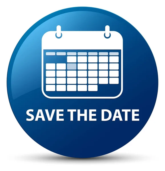 Save the date blue round button — Stock Photo, Image