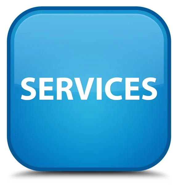 서비스 특별 시안색 파란색 사각형 버튼 — 스톡 사진