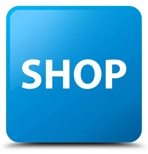 Shop cyan blå fyrkantig knapp — Stockfoto