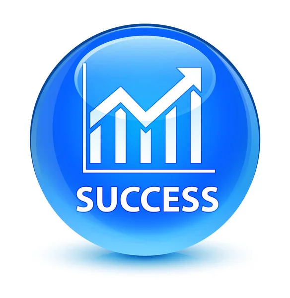 Success (statistics icon) glassy cyan blue round button — Stock Photo, Image