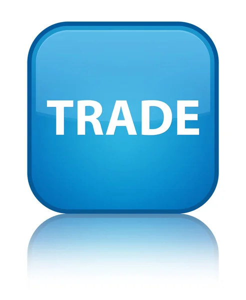 Comercio especial botón cuadrado azul cian — Foto de Stock