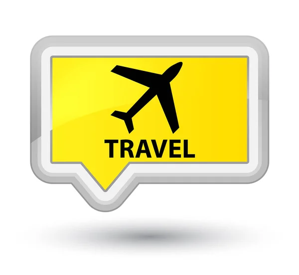 Utazás (repülővel ikon) elsődleges sárga zászló gomb — Stock Fotó