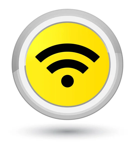 WiFi kutsal kişilerin resmi ana sarı yuvarlak düğme — Stok fotoğraf