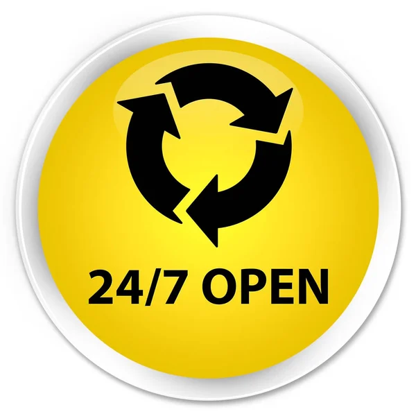 24 / 7 botão redondo aberto prémio amarelo — Fotografia de Stock