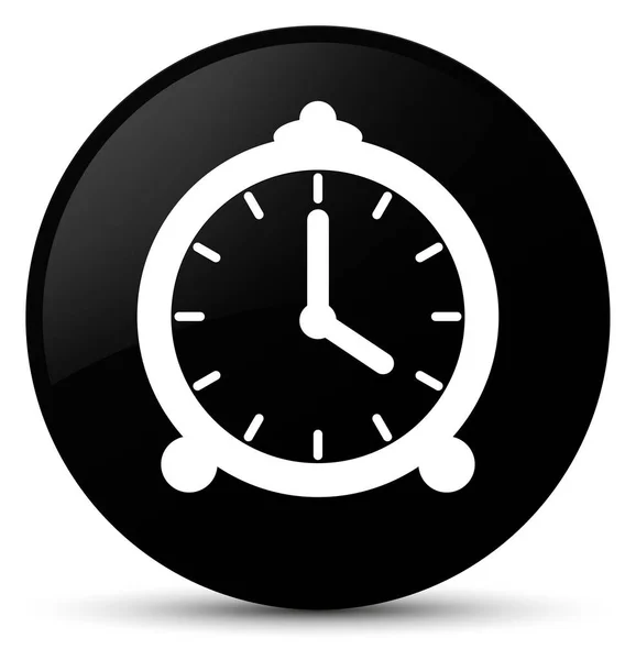 Ícone do relógio de alarme botão redondo preto — Fotografia de Stock