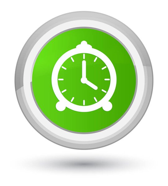 Alarm clock icon prime soft green round button