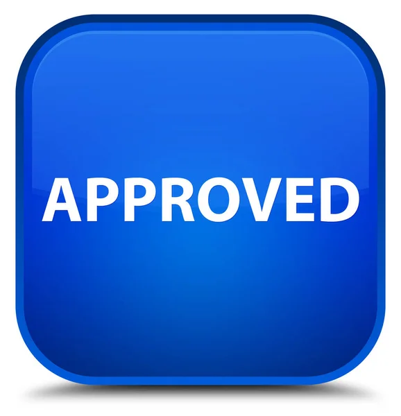 승인 된 특별 한 파란색 사각형 버튼 — 스톡 사진