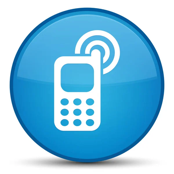 핸드폰 울리는 아이콘 특별 한 시안 블루 라운드 버튼 — 스톡 사진