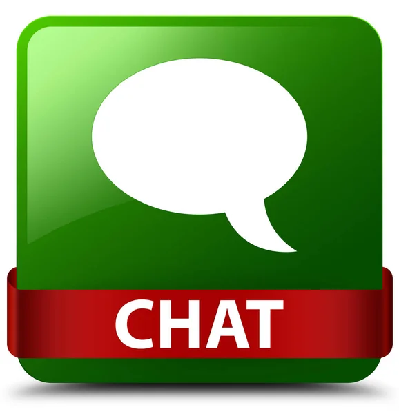Chat green square button red ribbon in middle — Stock Photo, Image