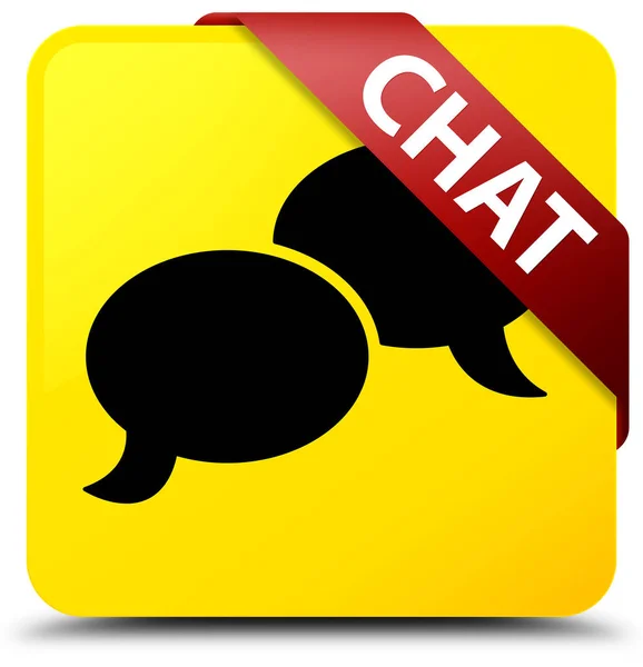 Chat yellow square button red ribbon in corner — Stock Photo, Image