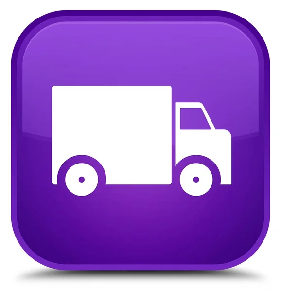 배달 트럭 아이콘 특별 한 보라색 사각형 버튼 — 스톡 사진