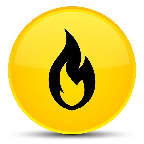Ogień Płomień ikonę specjalne żółte okrągły przycisk — Zdjęcie stockowe
