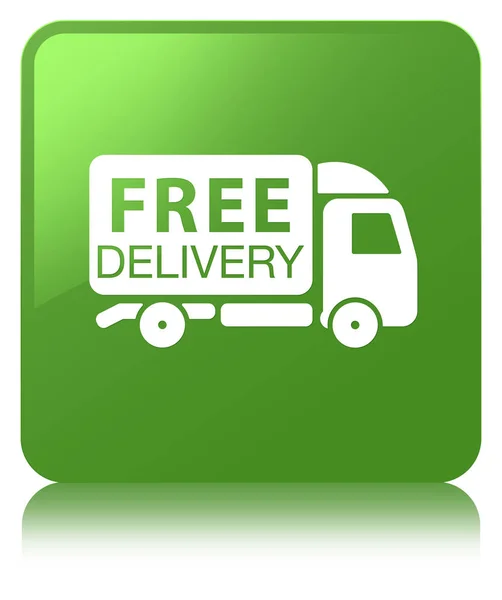 Consegna gratuita camion icona morbido pulsante quadrato verde — Foto Stock