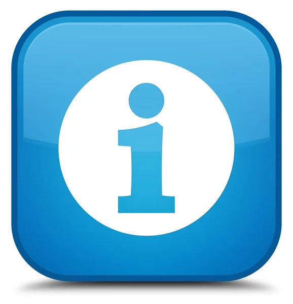 Ícone de informações botão quadrado azul ciano especial — Fotografia de Stock