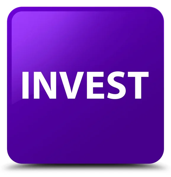 Inwestować fioletowy przycisk kwadratowy — Zdjęcie stockowe