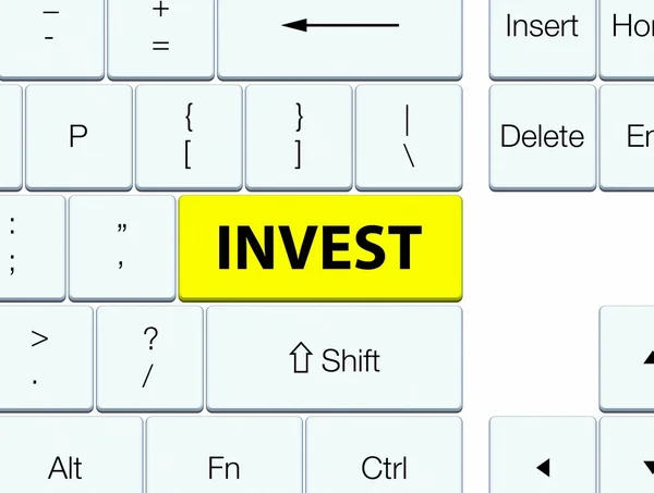 Inwestować klawiatura żółty przycisk — Zdjęcie stockowe