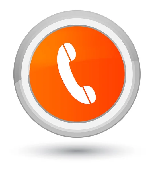 Icono del teléfono primer botón redondo naranja —  Fotos de Stock