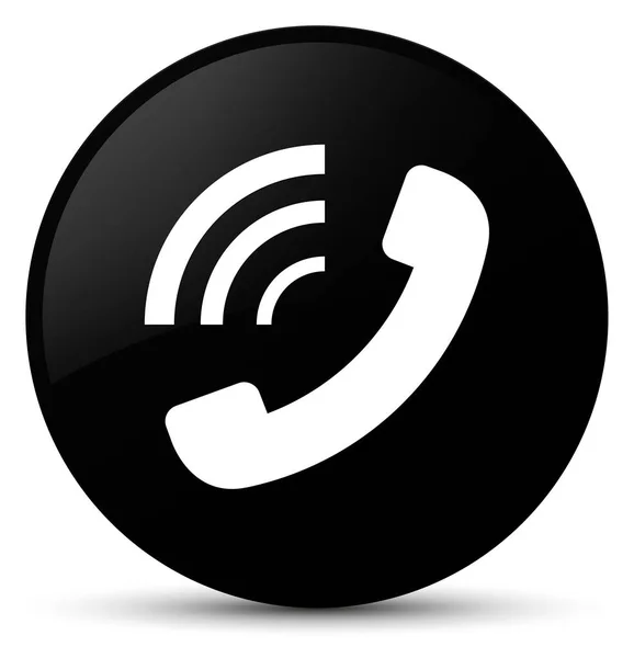 Піктограма дзвінка телефону чорна кругла кнопка — стокове фото