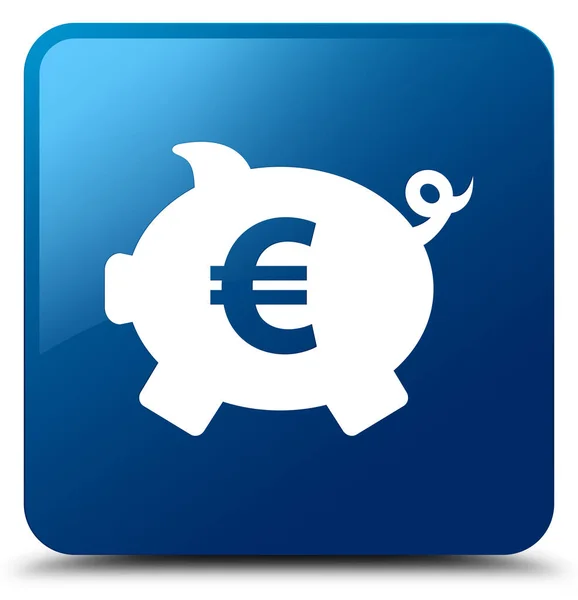 Свинячий банк знак євро значок синя квадратна кнопка — стокове фото