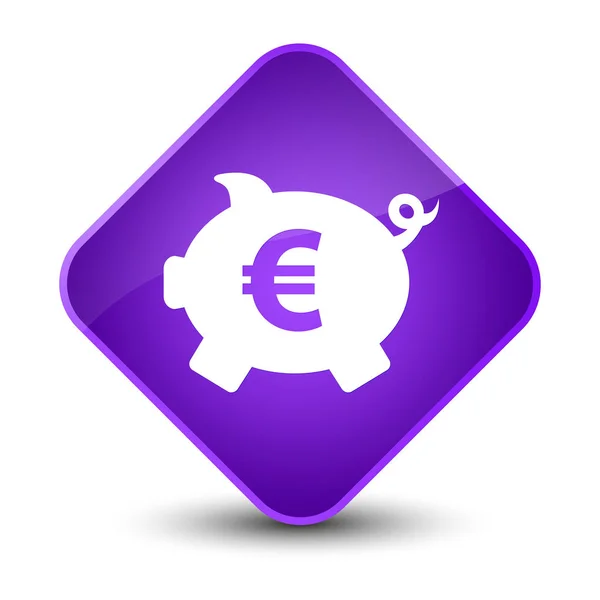 Знак евро свиньи значок элегантный фиолетовый алмаз кнопки — стоковое фото