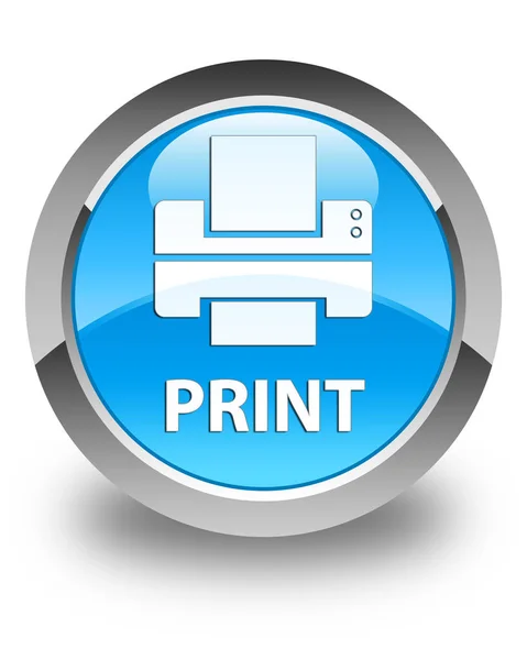 Imprimir (ícone da impressora) ciano brilhante botão redondo azul — Fotografia de Stock