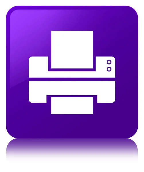 Ícone da impressora roxo botão quadrado — Fotografia de Stock