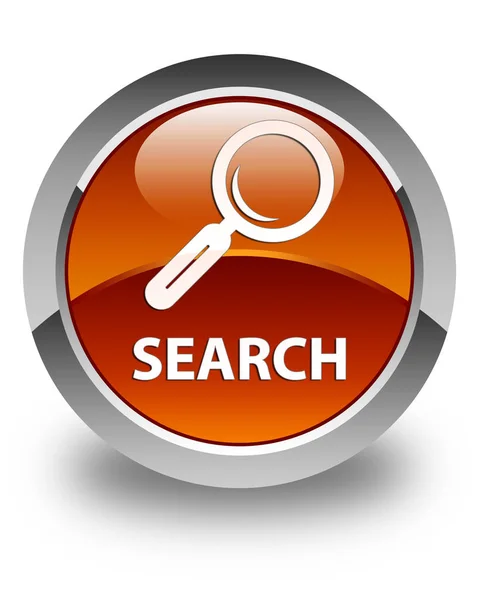 Search glossy brown round button — Stock Photo, Image