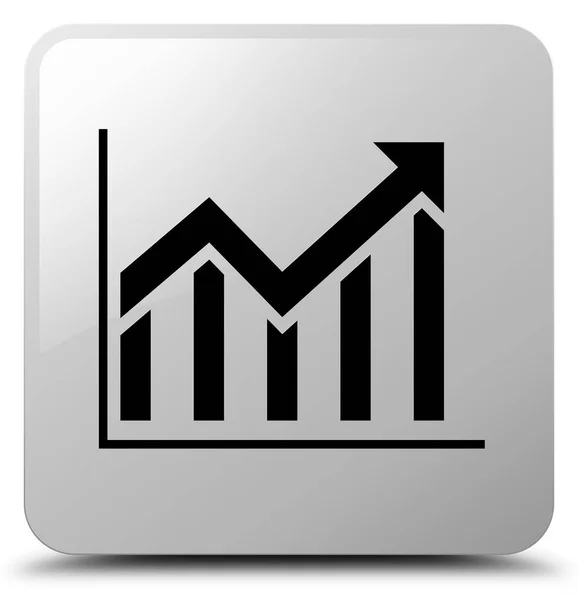 Statistici pictograma alb pătrat buton — Fotografie, imagine de stoc