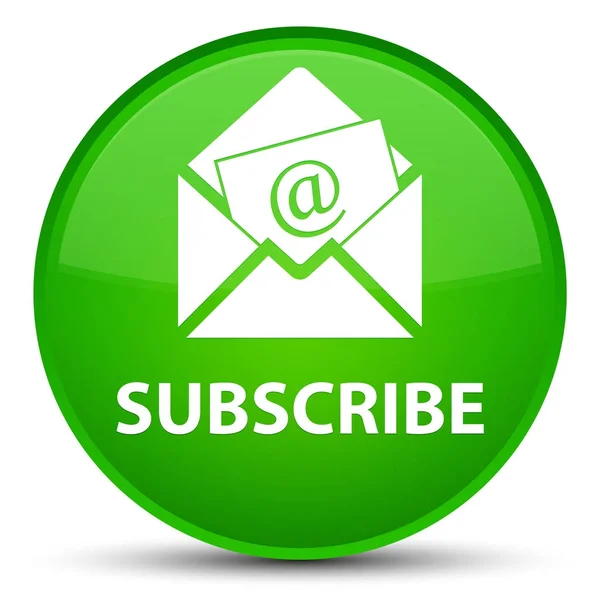 Suscribirse (icono de correo electrónico boletín) botón redondo verde especial —  Fotos de Stock