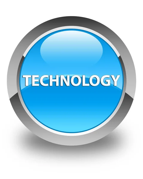 Tecnología brillante botón redondo azul cian —  Fotos de Stock
