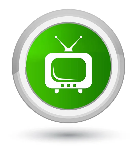 Icono de TV botón redondo verde primo — Foto de Stock