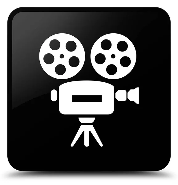 ビデオ カメラ アイコン黒い正方形ボタン — ストック写真