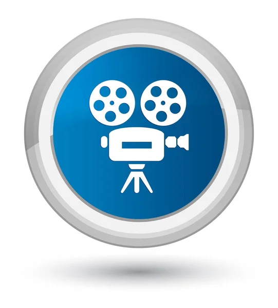 Ícone da câmera de vídeo botão redondo azul primo — Fotografia de Stock
