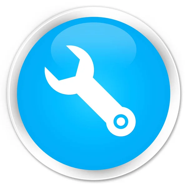 Csavarkulcs ikon prémium cián kék kerek gomb — Stock Fotó