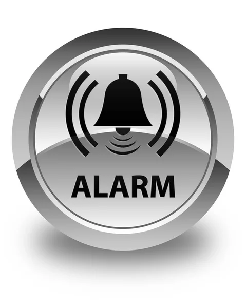 Alarme (icône cloche) bouton rond blanc brillant — Photo