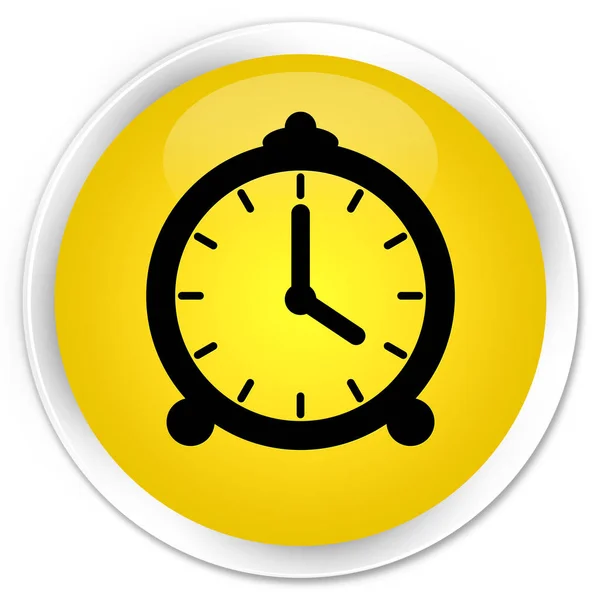 Çalar saat simgesi sigorta primi sarı yuvarlak düğmesi — Stok fotoğraf