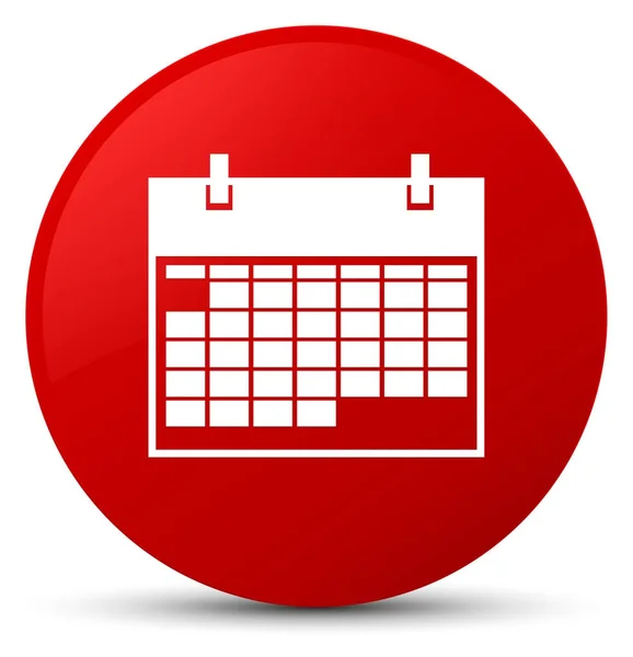 Czerwona ikona kalendarz okrągły przycisk — Zdjęcie stockowe