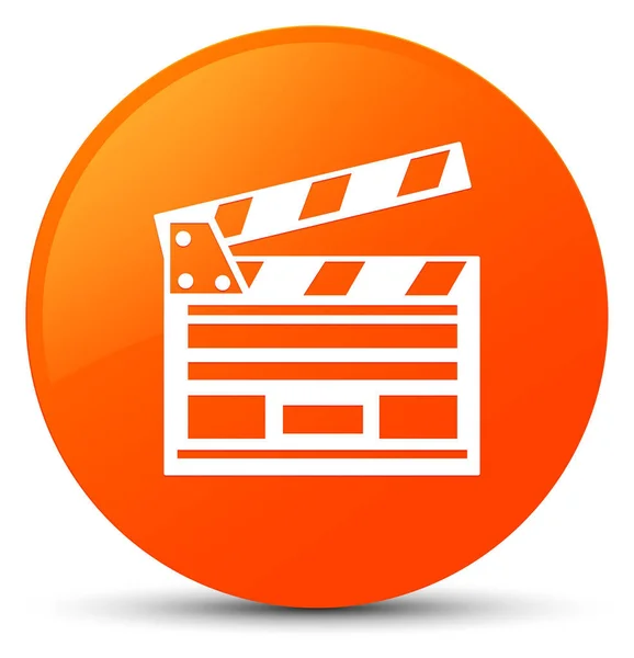 Ícone clipe de cinema laranja botão redondo — Fotografia de Stock