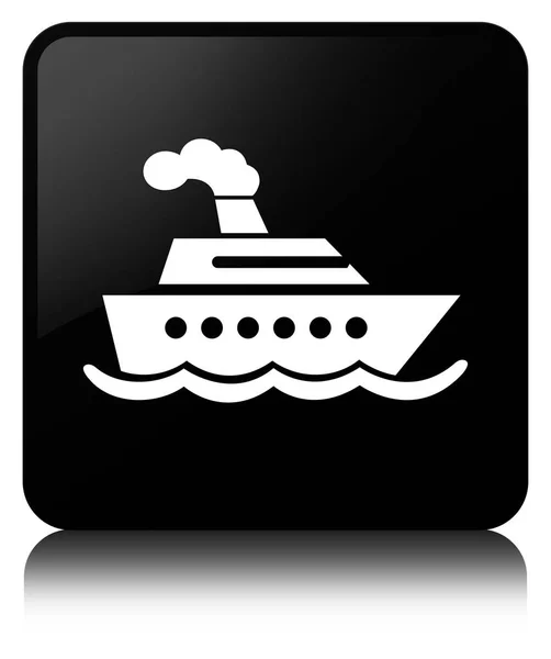 Ícone do navio de cruzeiro botão quadrado preto — Fotografia de Stock