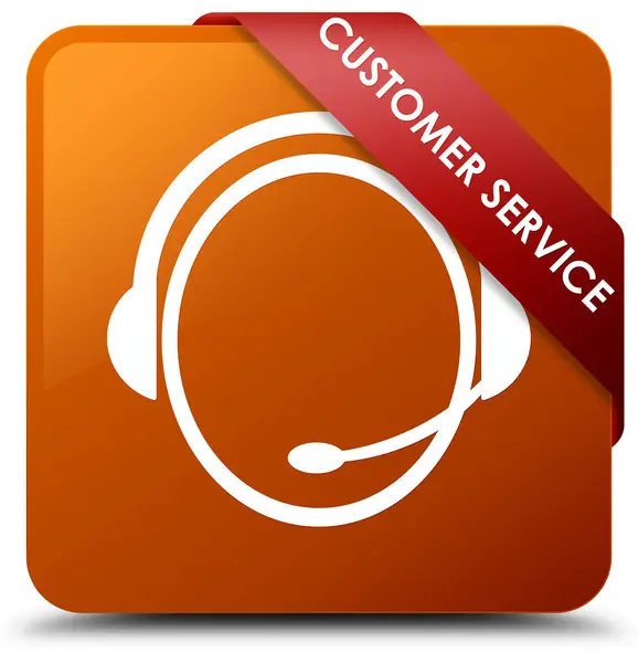 Servizio clienti (icona del servizio clienti) marrone pulsante quadrato rosso ri — Foto Stock