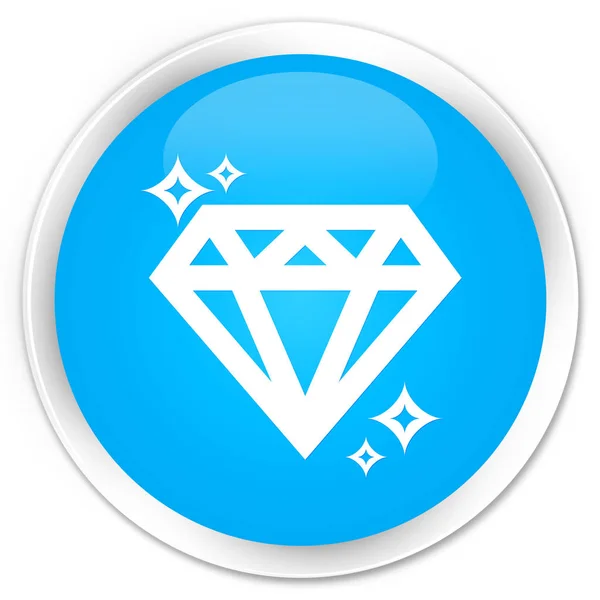 Icono de diamante botón redondo azul cian premium —  Fotos de Stock