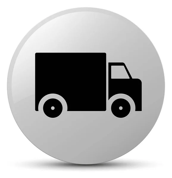 Levering vrachtwagen pictogram witte ronde knop — Stockfoto